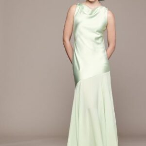 BIG MANGO Cowl Neck Satin Finish Maxi Dress