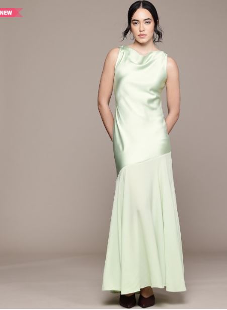 BIG MANGO Cowl Neck Satin Finish Maxi Dress