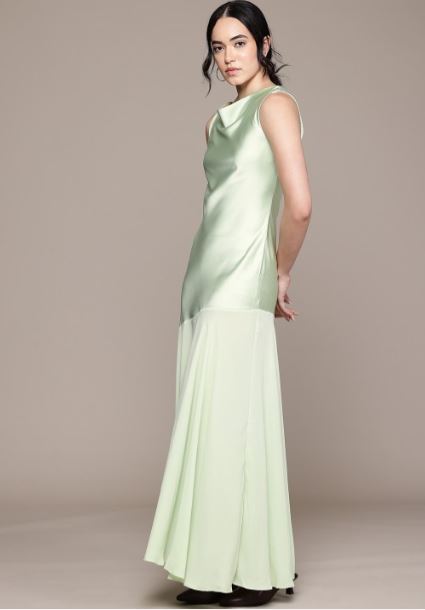 BIG MANGO Cowl Neck Satin Finish Maxi Dress - Image 3