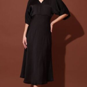 Kimono Sleeve Satin Maxi Dress